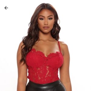Fashion Nova Burgundy Lace Bodysuit M. Worn since reposting, tag no longer on